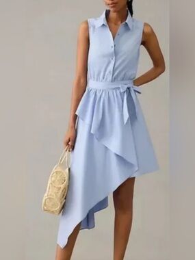 Anthropologie Maeve
(MSRP: $160) Asymmetrical Sleeveless Shirt Dress